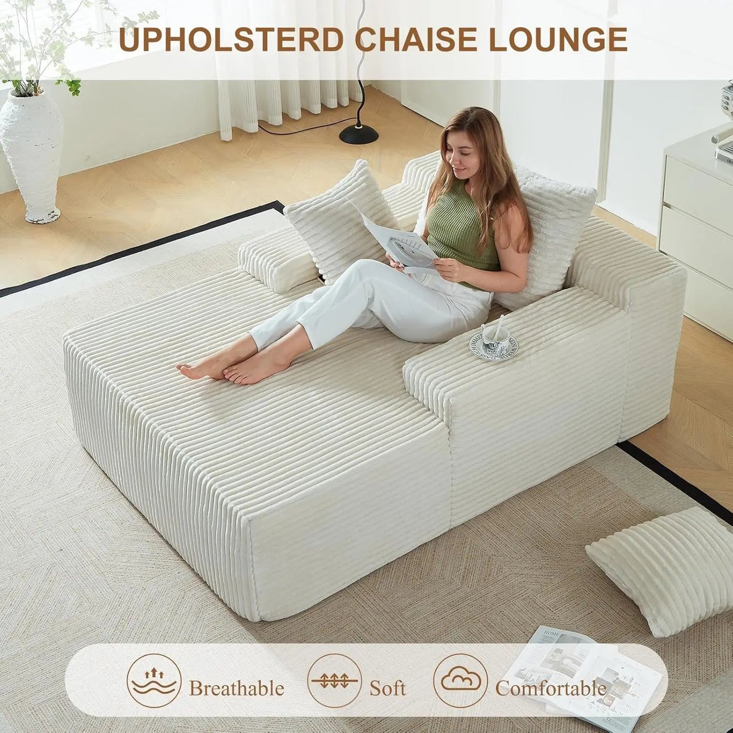 Oversized Corduroy Sofa Bed - Smoothy Home