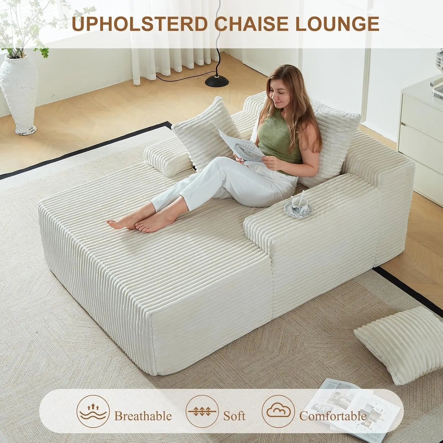 Oversized Corduroy Sofa Bed - Smoothy Home