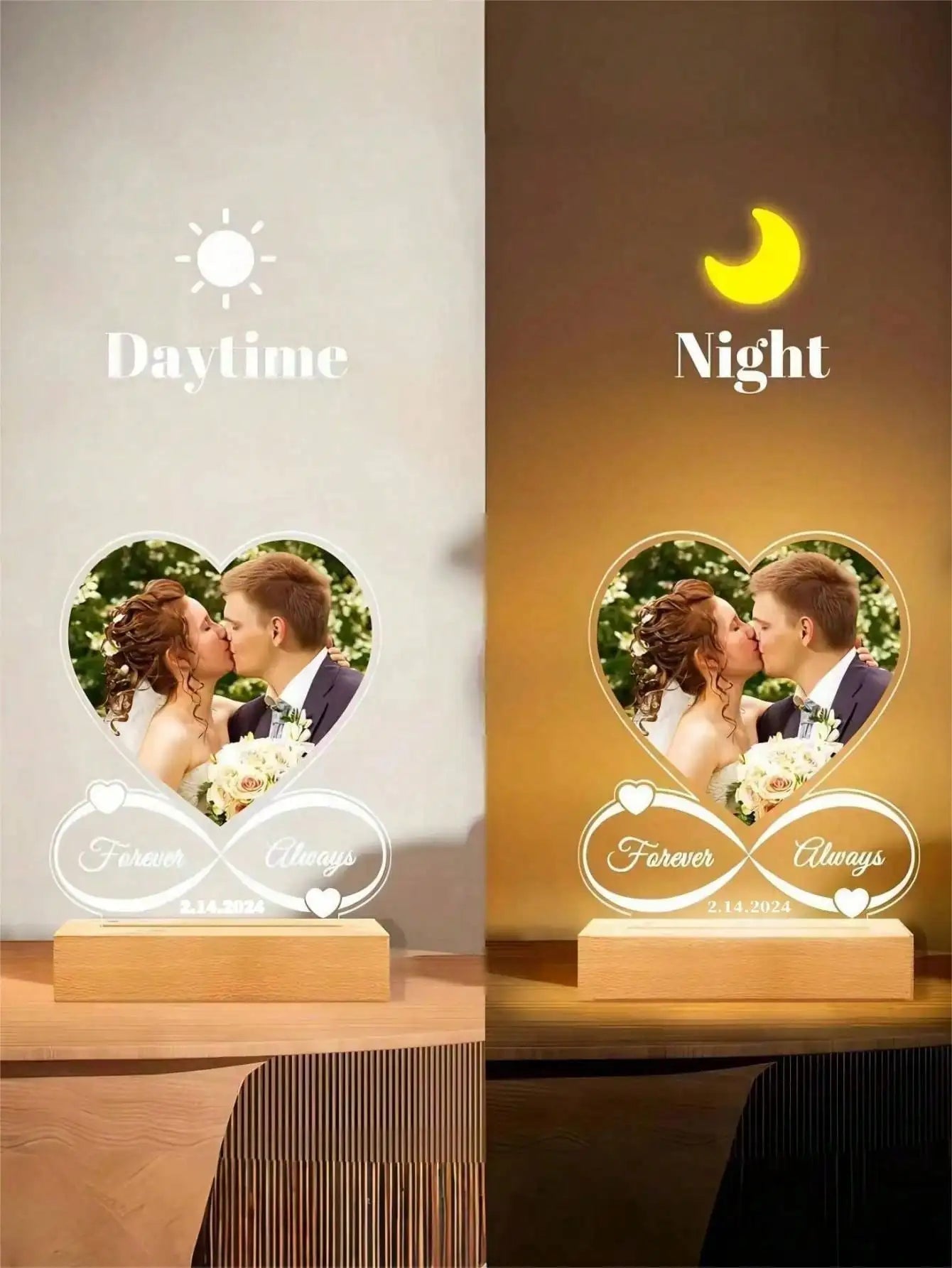 Personalized Anniversary Couples Gifts For Women And Men, Custom Acrylic Heart Picture Frame With Photo, Custom Acrylic Spotify - Smoothy Home