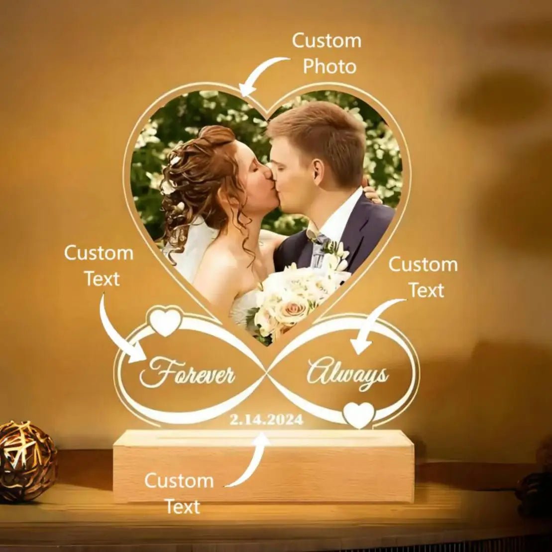 Personalized Anniversary Couples Gifts For Women And Men, Custom Acrylic Heart Picture Frame With Photo, Custom Acrylic Spotify - Smoothy Home