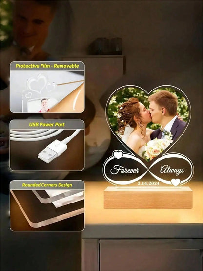 Personalized Anniversary Couples Gifts For Women And Men, Custom Acrylic Heart Picture Frame With Photo, Custom Acrylic Spotify - Smoothy Home