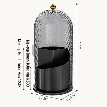 Portable 360° Rotating Cosmetic Organizer Transparent Lidded Dustproof Makeup Case Luxury-inspired Desktop Divided Storage Tube - Smoothy Home