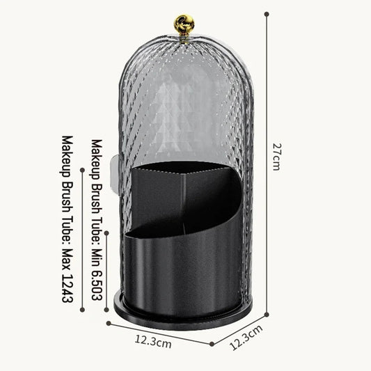 Portable 360° Rotating Cosmetic Organizer Transparent Lidded Dustproof Makeup Case Luxury-inspired Desktop Divided Storage Tube - Smoothy Home