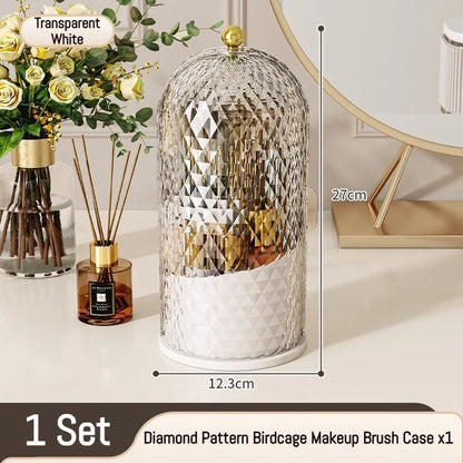 Portable 360° Rotating Cosmetic Organizer Transparent Lidded Dustproof Makeup Case Luxury-inspired Desktop Divided Storage Tube - Smoothy Home