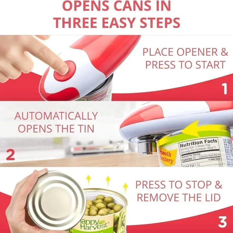Portable Automatic Can Opener Electric Can Opener Hands-Off/Smooth Edge/Battery Operated One Touch Opener Electric Can Openers - Smoothy Home