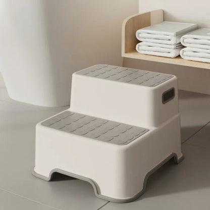 Portable Step Stool Bathroom Anti Slip Two-step Ladder: Suitable for Toilet Training and Sink - Plastic, No Electricity Required - Smoothy Home