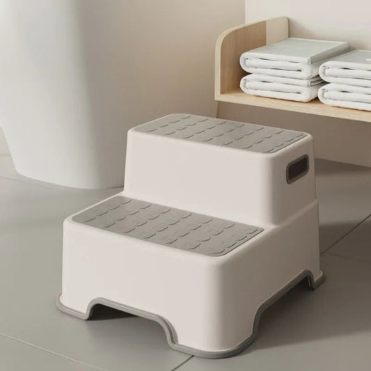 Portable Step Stool Bathroom Anti Slip Two-step Ladder: Suitable for Toilet Training and Sink - Plastic, No Electricity Required - Smoothy Home
