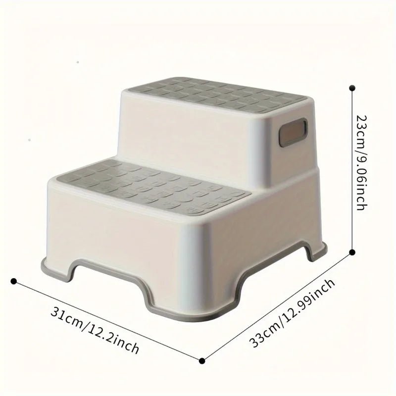Portable Step Stool Bathroom Anti Slip Two-step Ladder: Suitable for Toilet Training and Sink - Plastic, No Electricity Required - Smoothy Home
