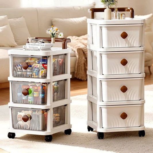 Portable storage cabinet, trolley, drawer-type storage rack, floor-standing living room snack, toy and sundries storage rack - Smoothy Home