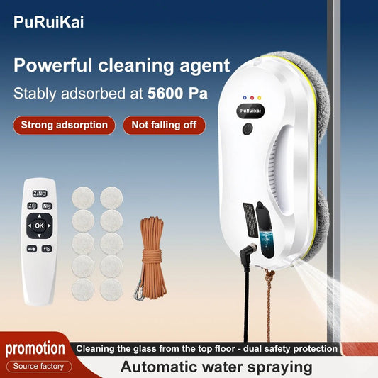 PuRuiKai Household Window Automatic Water Spray Cleaning Robot,With Intelligent Edge Detection System,Robot Glass Cleaner - Smoothy Home