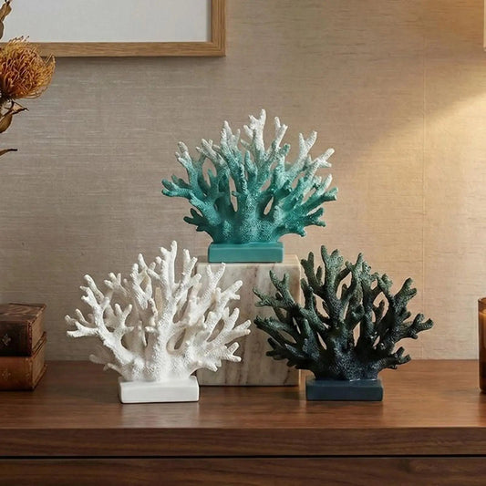 Resin Coral Statue Resin Faux Coral Realistic Decorative Sculpture Artificial Statue Nautical Ornament For Living Room Entrance - Smoothy Home