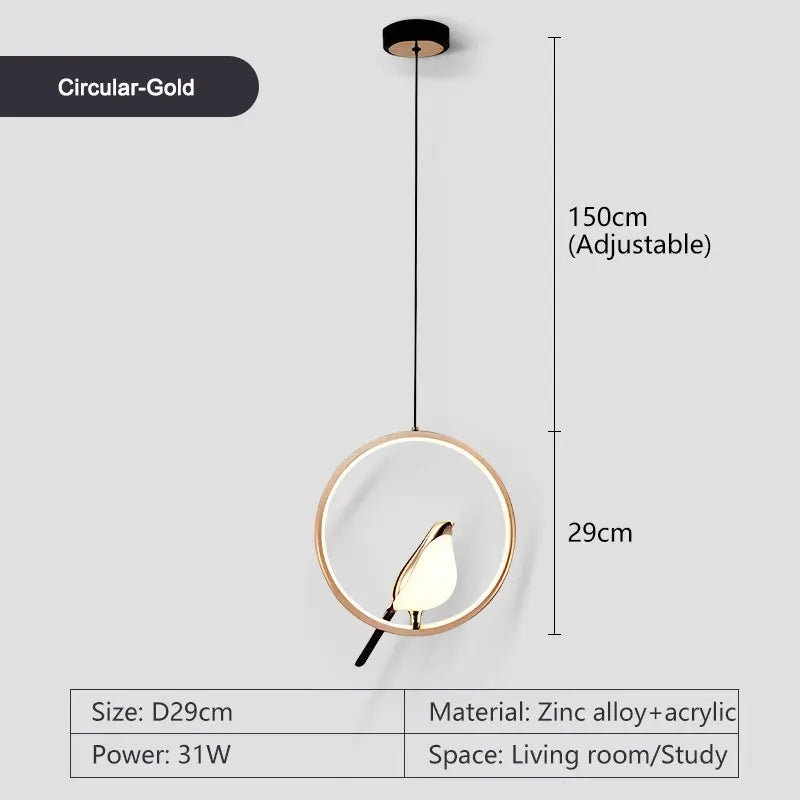 Rotatable Magpie Bird LED Pendant Light for Bedside Bedroom Indoor Gold Silver Hanging Lighting Chandelier Lamps Foyer AC85-265V - Smoothy Home