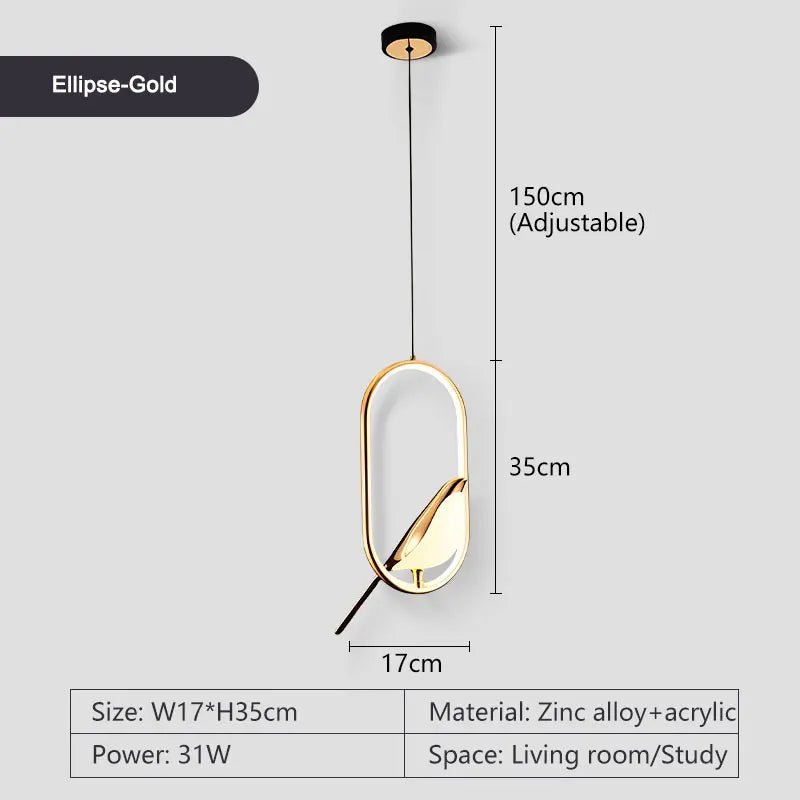 Rotatable Magpie Bird LED Pendant Light for Bedside Bedroom Indoor Gold Silver Hanging Lighting Chandelier Lamps Foyer AC85-265V - Smoothy Home