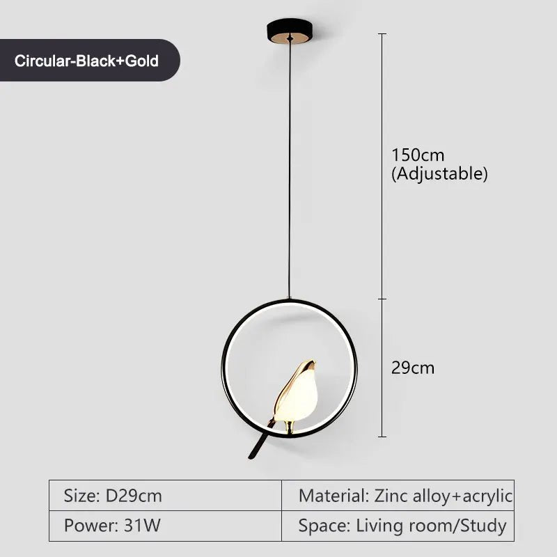 Rotatable Magpie Bird LED Pendant Light for Bedside Bedroom Indoor Gold Silver Hanging Lighting Chandelier Lamps Foyer AC85-265V - Smoothy Home