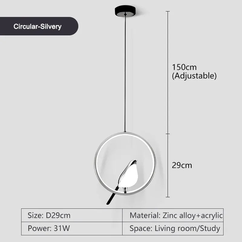 Rotatable Magpie Bird LED Pendant Light for Bedside Bedroom Indoor Gold Silver Hanging Lighting Chandelier Lamps Foyer AC85-265V - Smoothy Home