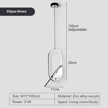 Rotatable Magpie Bird LED Pendant Light for Bedside Bedroom Indoor Gold Silver Hanging Lighting Chandelier Lamps Foyer AC85-265V - Smoothy Home