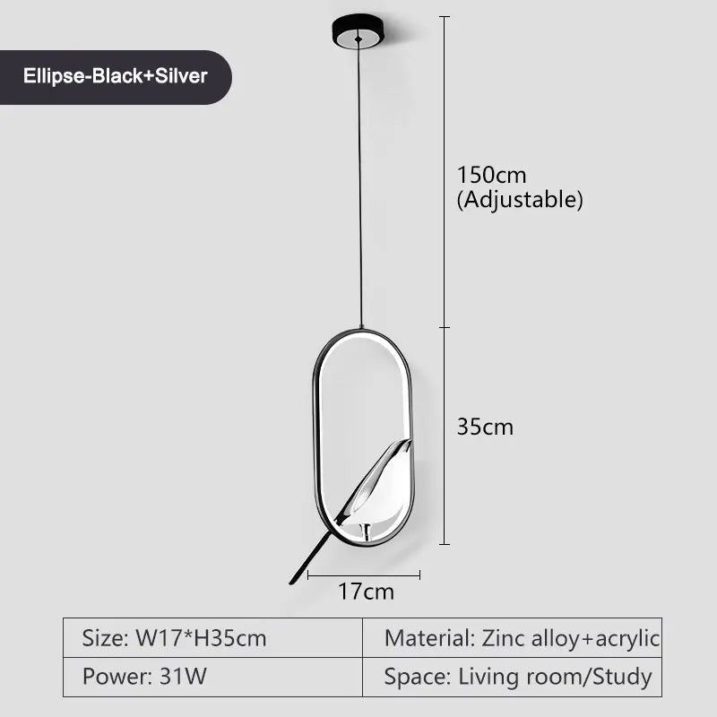 Rotatable Magpie Bird LED Pendant Light for Bedside Bedroom Indoor Gold Silver Hanging Lighting Chandelier Lamps Foyer AC85-265V - Smoothy Home