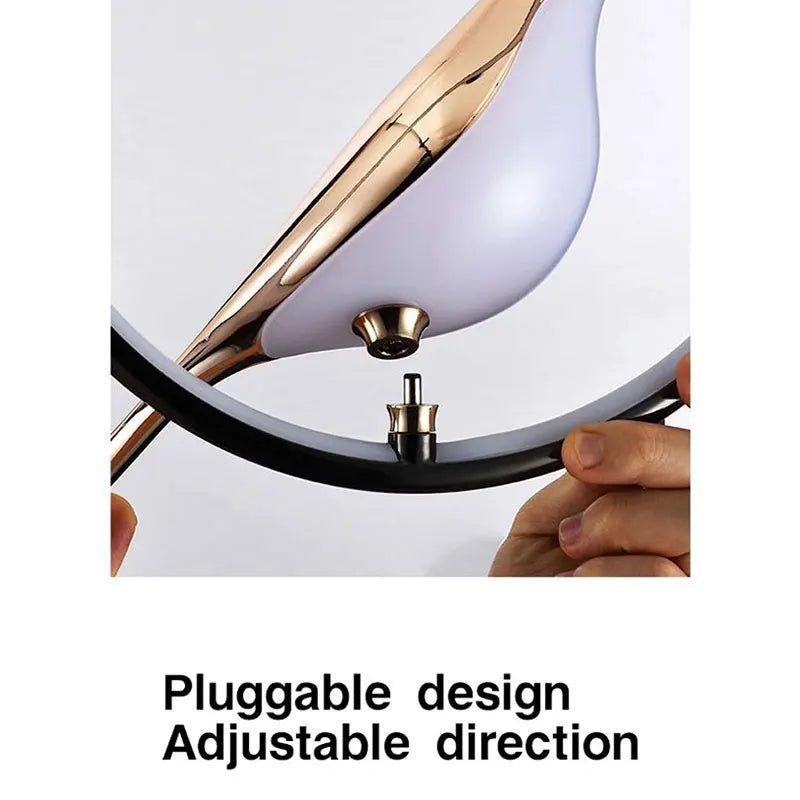 Rotatable Magpie Bird LED Pendant Light for Bedside Bedroom Indoor Gold Silver Hanging Lighting Chandelier Lamps Foyer AC85-265V - Smoothy Home