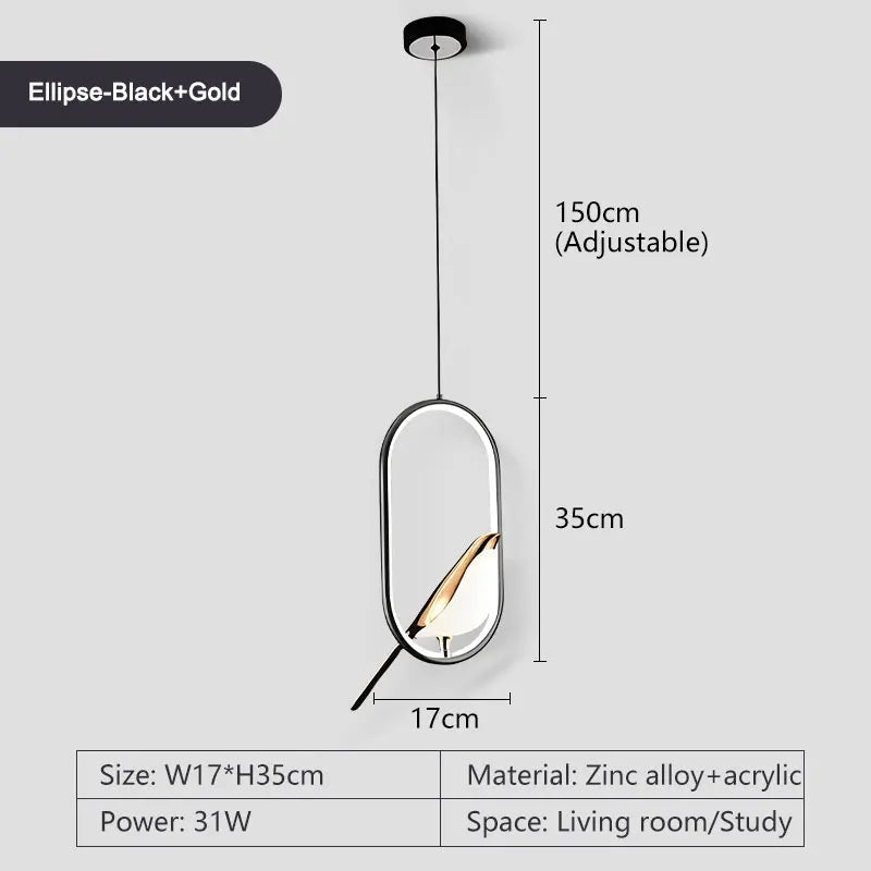 Rotatable Magpie Bird LED Pendant Light for Bedside Bedroom Indoor Gold Silver Hanging Lighting Chandelier Lamps Foyer AC85-265V - Smoothy Home