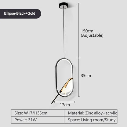 Rotatable Magpie Bird LED Pendant Light for Bedside Bedroom Indoor Gold Silver Hanging Lighting Chandelier Lamps Foyer AC85-265V - Smoothy Home
