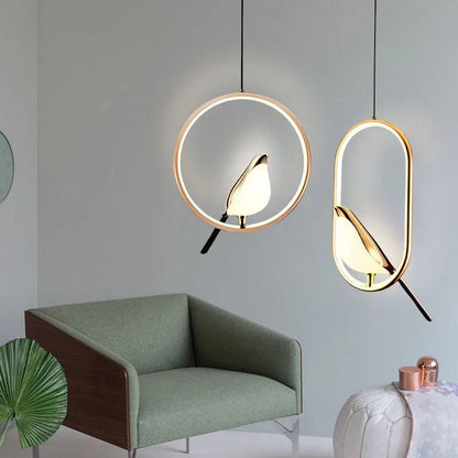 Rotatable Magpie Bird LED Pendant Light for Bedside Bedroom Indoor Gold Silver Hanging Lighting Chandelier Lamps Foyer AC85-265V - Smoothy Home