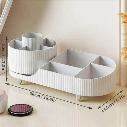 Rotating Makeup Organizer,Large Capacity Cosmetic Display Case, Storage Box Makeup Products Makeup Brushes/Eyeliner - Smoothy Home