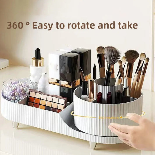 Rotating Makeup Organizer,Large Capacity Cosmetic Display Case, Storage Box Makeup Products Makeup Brushes/Eyeliner - Smoothy Home