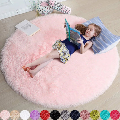 Round Fluffy Plush Area Rug - Smoothy Home