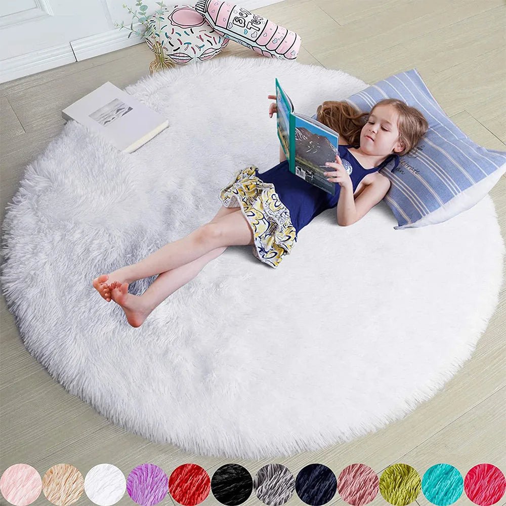 Round Fluffy Plush Area Rug - Smoothy Home