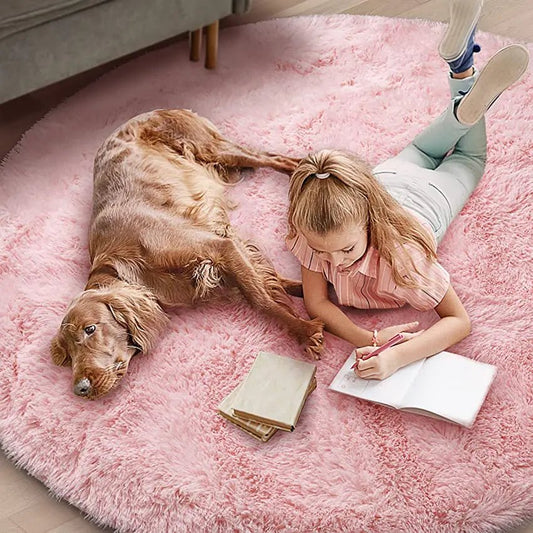 Round Fluffy Plush Area Rug - Smoothy Home