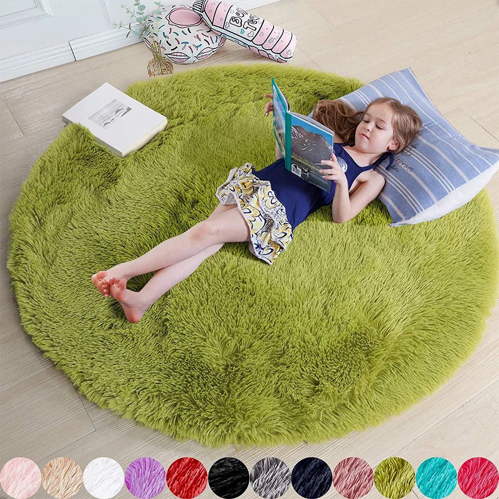 Round Fluffy Plush Area Rug - Smoothy Home