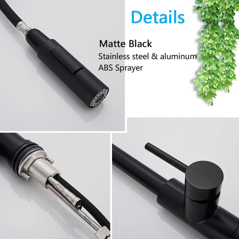 Rozin Smart Touch Kitchen Faucet Black Pull Out Sensor Faucets Black/Nickel 360 Rotation Crane 2 Outlet Water Mixer Taps - Smoothy Home