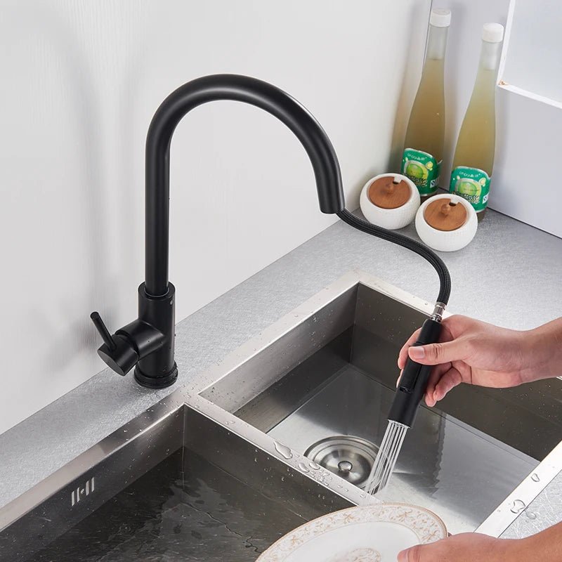 Rozin Smart Touch Kitchen Faucet Black Pull Out Sensor Faucets Black/Nickel 360 Rotation Crane 2 Outlet Water Mixer Taps - Smoothy Home