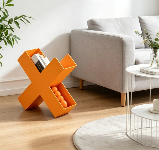 Scandinavian Mini Bookshelf Sofa Side Table, Simple Net Red Design Luxury Magazine Storage Rack for Living Room Decor - Smoothy Home