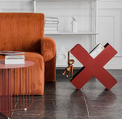Scandinavian Mini Bookshelf Sofa Side Table, Simple Net Red Design Luxury Magazine Storage Rack for Living Room Decor - Smoothy Home