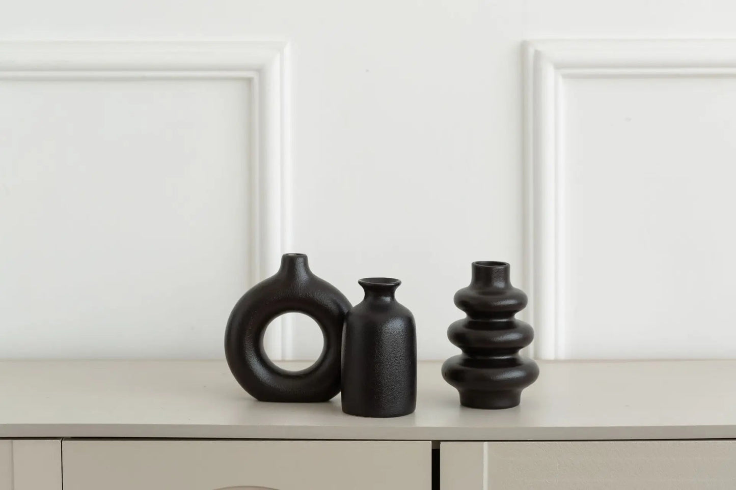 Set of 3 White Ceramic Bohemian Vase Set, Creative home decoration vase ornaments, Wedding home living room Bedroom decoration - Smoothy Home