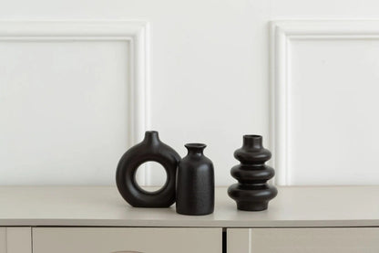 Set of 3 White Ceramic Bohemian Vase Set, Creative home decoration vase ornaments, Wedding home living room Bedroom decoration - Smoothy Home