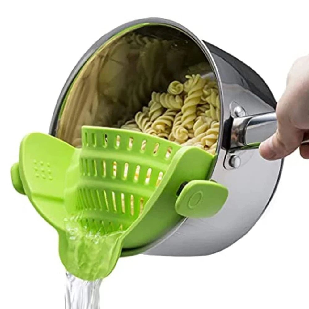 Silicone Kitchen Strainer Clip On Pots and Pans Drain Rack Pasta Noodle Vegetable Fruit Strainer Colander Kitchen Gadgets - Smoothy Home