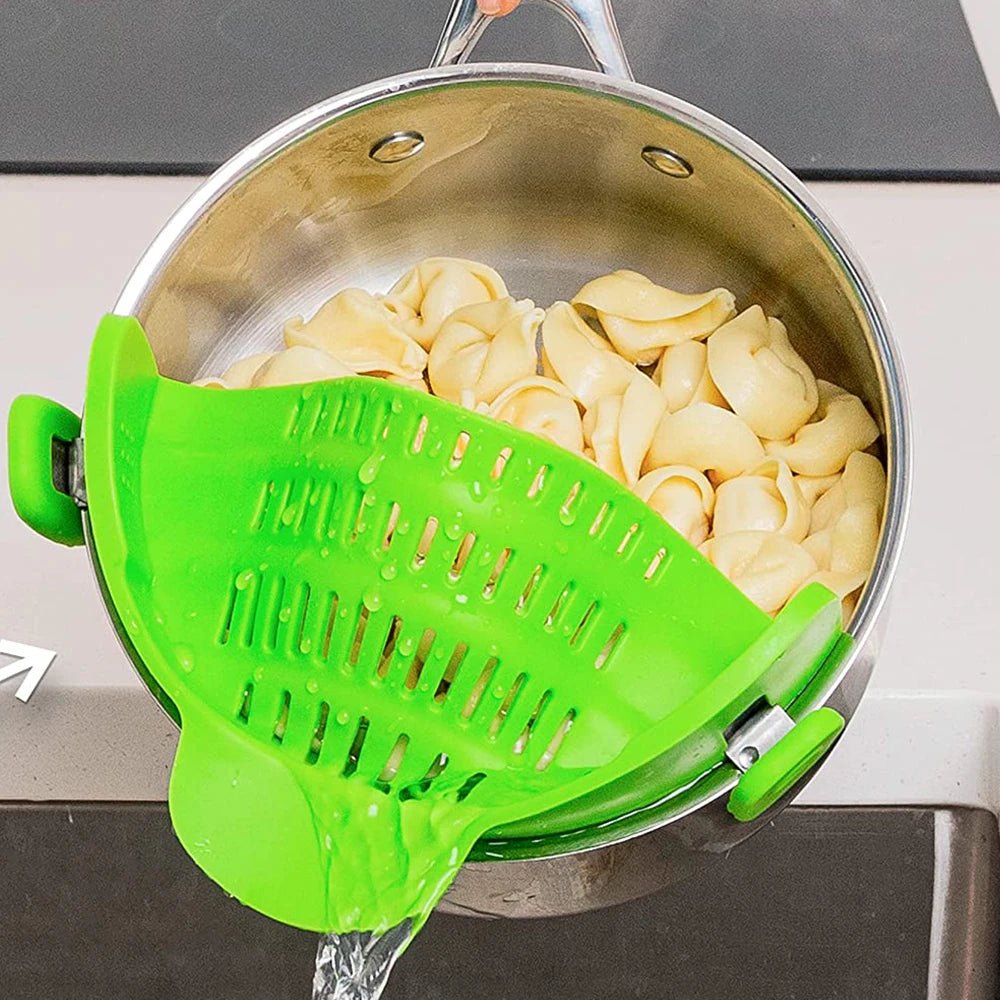 Silicone Kitchen Strainer Clip On Pots and Pans Drain Rack Pasta Noodle Vegetable Fruit Strainer Colander Kitchen Gadgets - Smoothy Home