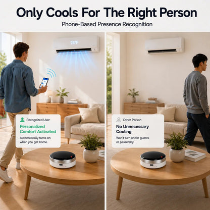 Smart AC Controller with Presence Detection & Offline Voice Control, App-Controlled Air Conditioner Remote, Phone-Based Identity - Smoothy Home