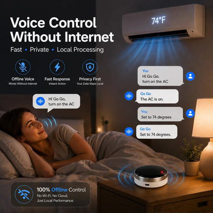 Smart AC Controller with Presence Detection & Offline Voice Control, App-Controlled Air Conditioner Remote, Phone-Based Identity - Smoothy Home