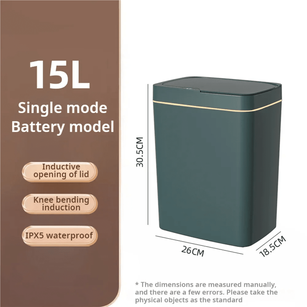 Smart Bathroom Trash Can Automatic Bagging Electronic Trash Can White Touchless Narrow Smart Sensor Garbage Bin Smart Home 15L - Smoothy Home