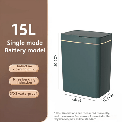 Smart Bathroom Trash Can Automatic Bagging Electronic Trash Can White Touchless Narrow Smart Sensor Garbage Bin Smart Home 15L - Smoothy Home