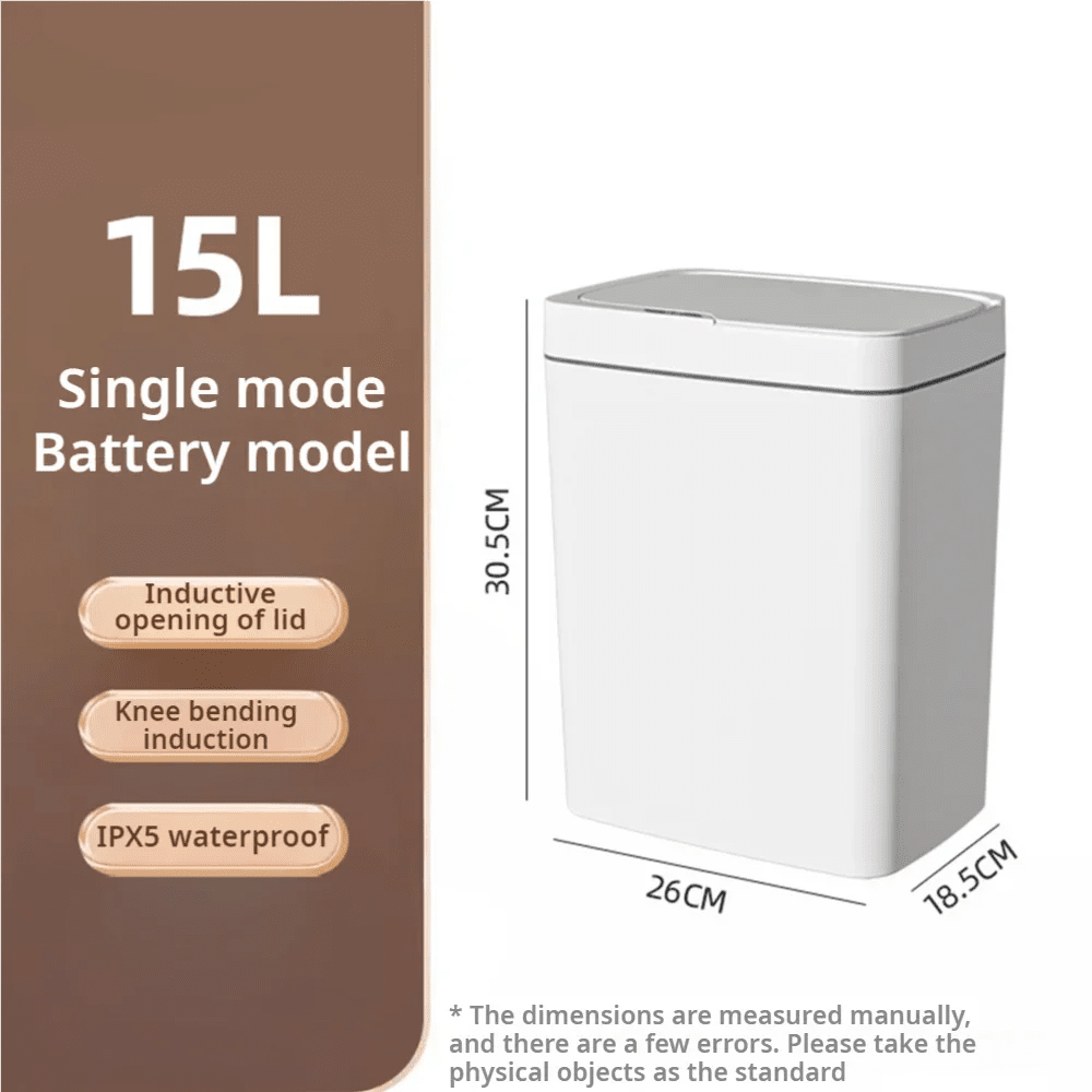 Smart Bathroom Trash Can Automatic Bagging Electronic Trash Can White Touchless Narrow Smart Sensor Garbage Bin Smart Home 15L - Smoothy Home