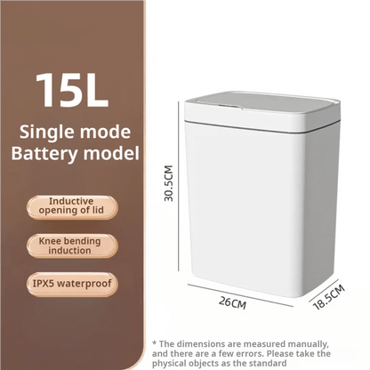 Smart Bathroom Trash Can Automatic Bagging Electronic Trash Can White Touchless Narrow Smart Sensor Garbage Bin Smart Home 15L - Smoothy Home