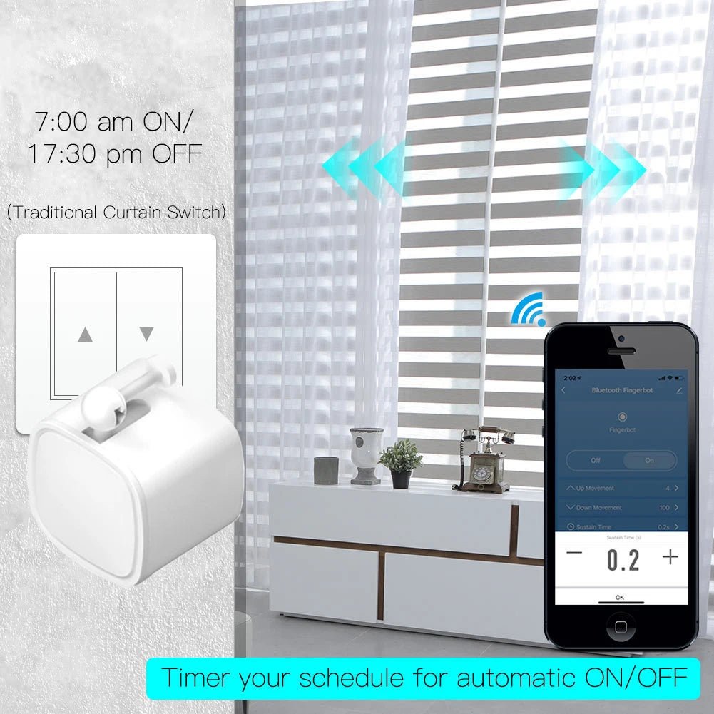Smart Bluetooth Finger Robot Switch Button Smart Life APP Fingerbot Wireless Switch Bot Pusher with Bluetooth Gateway Option - Smoothy Home