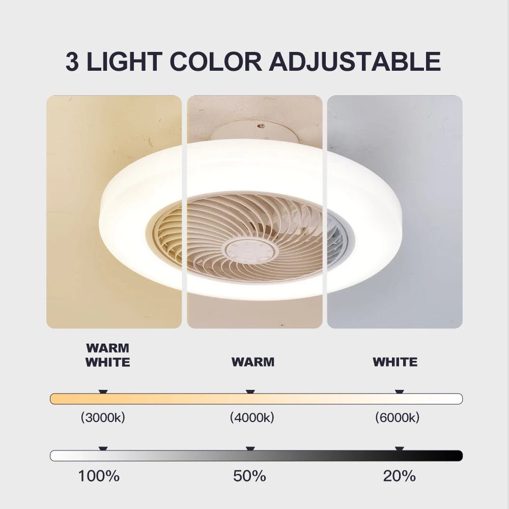 Smart Ceiling Fan Fans With Lights Remote Control Bedroom Decor Ventilator Lamp 52cm Air Invisible Blades Silent - Smoothy Home
