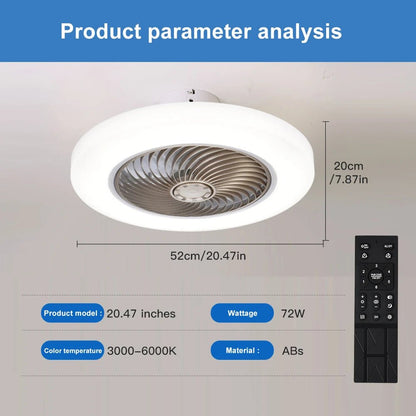 Smart Ceiling Fan Fans With Lights Remote Control Bedroom Decor Ventilator Lamp 52cm Air Invisible Blades Silent - Smoothy Home