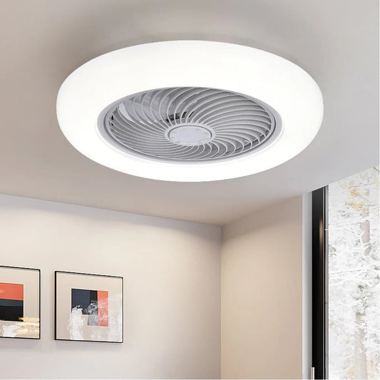 Smart Ceiling Fan Fans With Lights Remote Control Bedroom Decor Ventilator Lamp 52cm Air Invisible Blades Silent - Smoothy Home