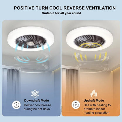 Smart Ceiling Fan Fans With Lights Remote Control Bedroom Decor Ventilator Lamp 52cm Air Invisible Blades Silent - Smoothy Home